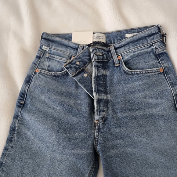 Citizens of Humanity Charlotte Crop Blue Denim Jeans - Picture 2 of 5